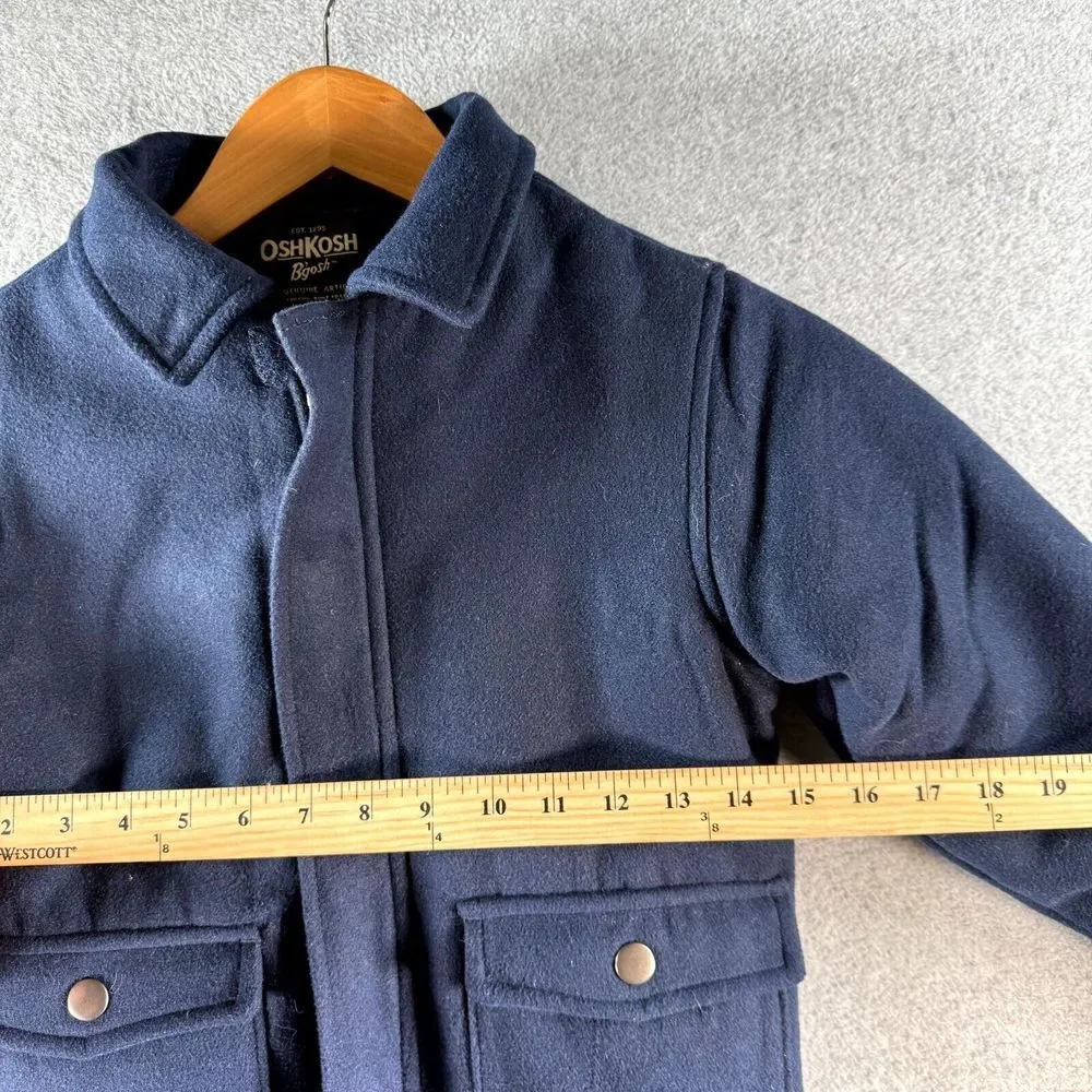 Oshkosh B'gosh Coat Unisex Kids 8 Blue Collared‎ Full Zip Flap Pockets Fleece